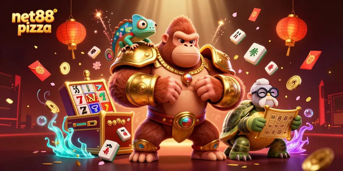 Experience the excitement of net88 pizza with a vibrant 3D casino scene featuring engaging characters and dynamic game elements.
