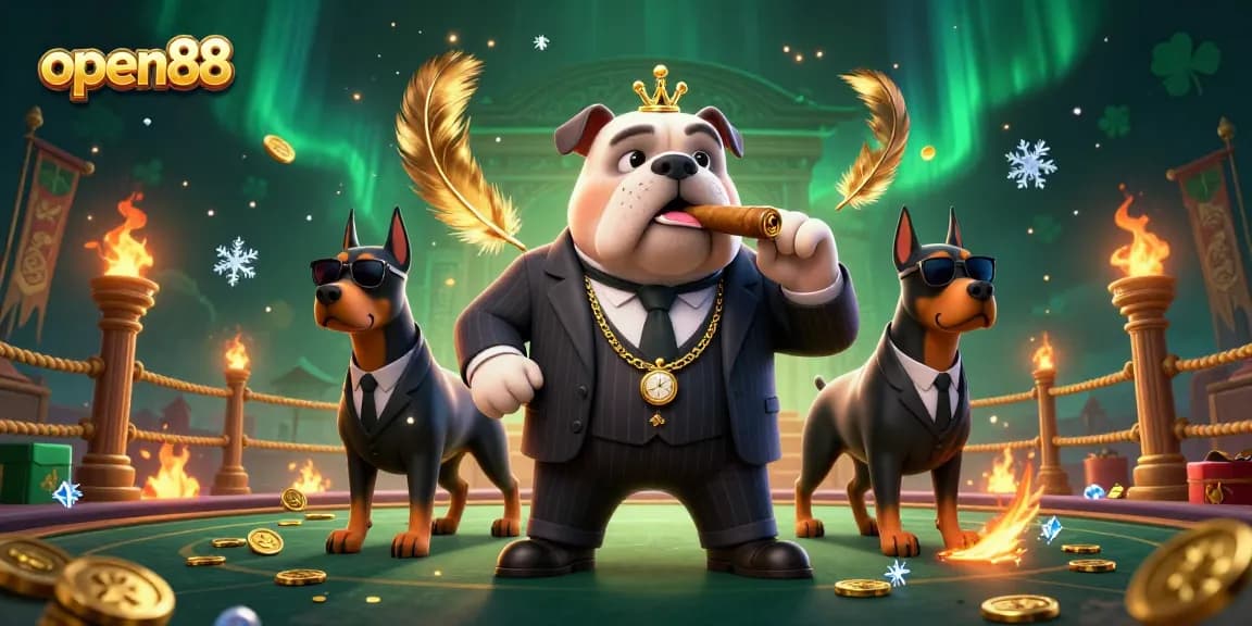 Experience the thrilling world of open88 with unique characters in a dynamic casino scene featuring gold coins and excitement.