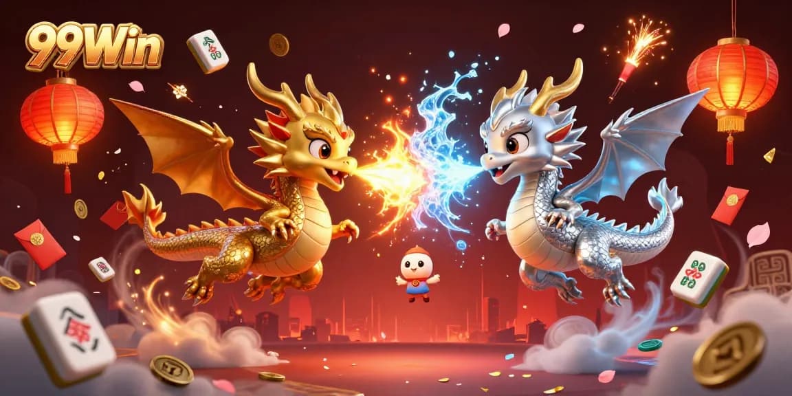 Experience thrilling gameplay at 99Win with enchanting dragons amidst festive casino elements.