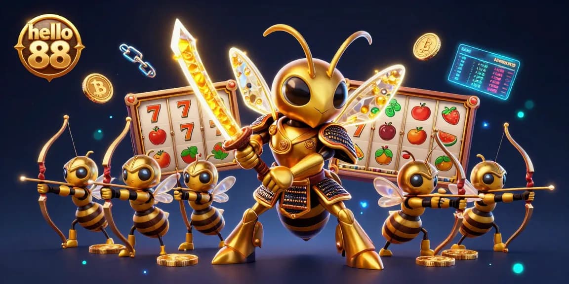 Engage in thrilling games at hello 88 with immersive 3D illustrations of vibrant casino action.