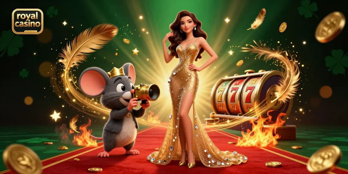 Experience thrilling moments at the royal casino featuring stunning character designs amidst vibrant slot elements.