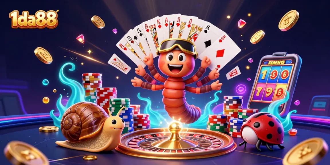 Join the excitement with 1da88 at a vibrant casino scene featuring a unique millipede dealer