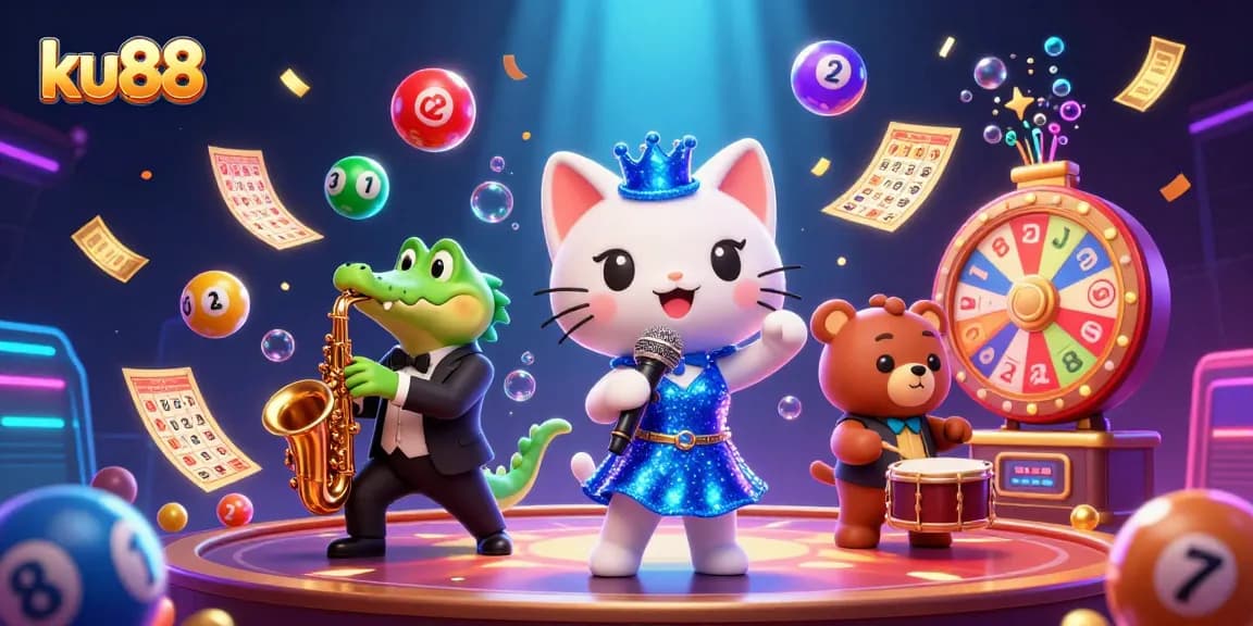 Celebrate wins at ku88 with vibrant characters and gambling elements in a dynamic casino scene.