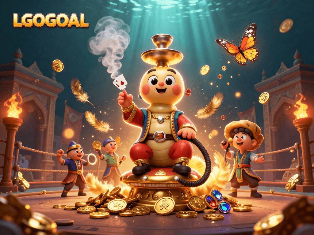 Experience LGOGOAL's thrilling gambling atmosphere with dynamic casino visuals in 3D illustration.