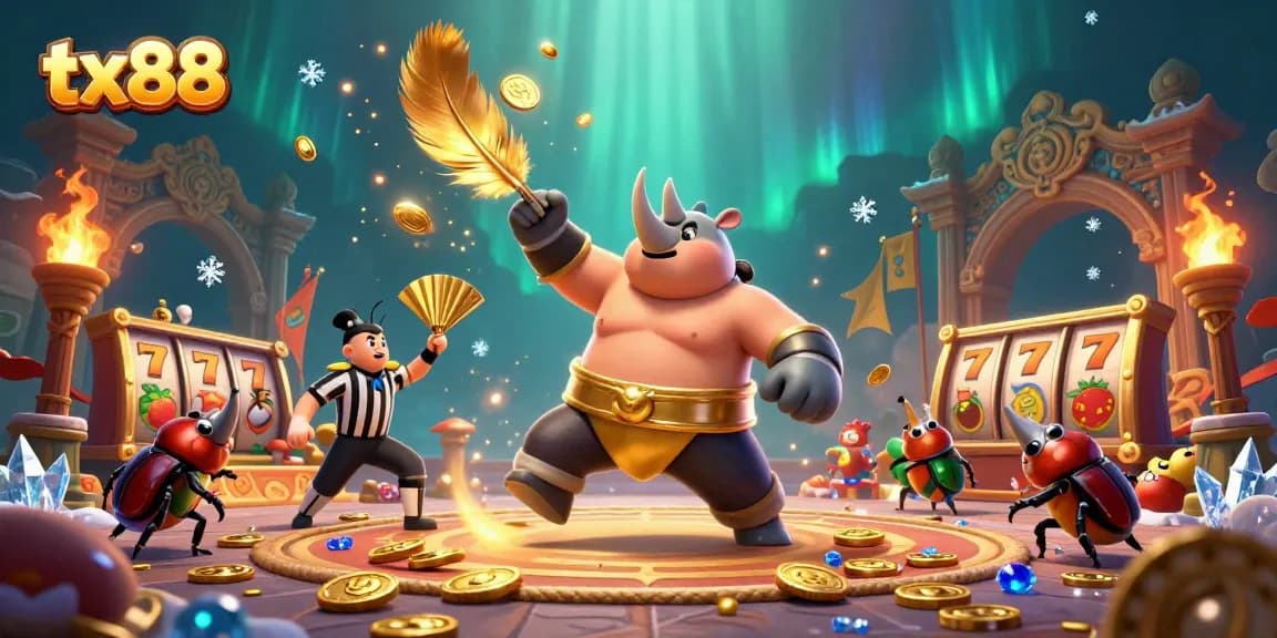 Compete to win in tx88's thrilling slot arena with a sumo champion beetle!