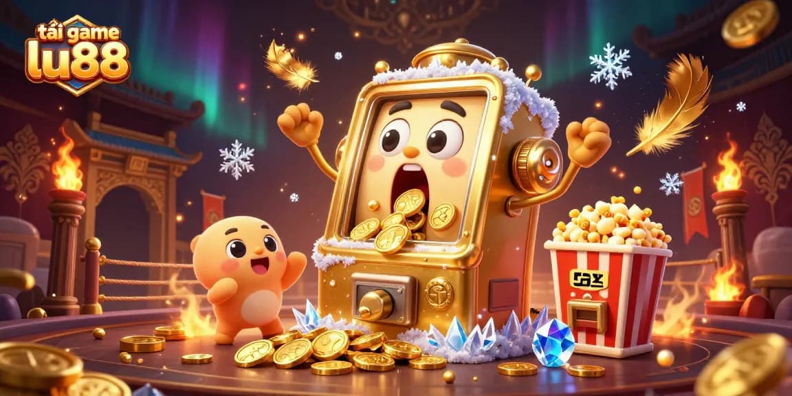 Spin the reels and celebrate wins with tải game lu88 in this vibrant 3D illustration.