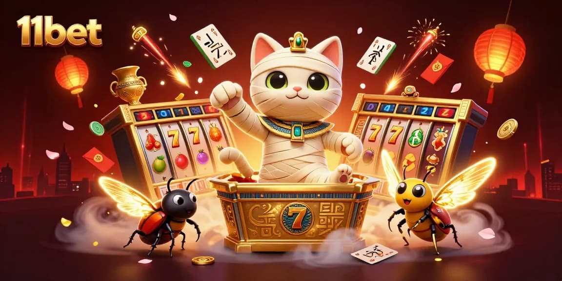 Experience thrilling gaming action at 11bet with vibrant illustrations of casino excitement.