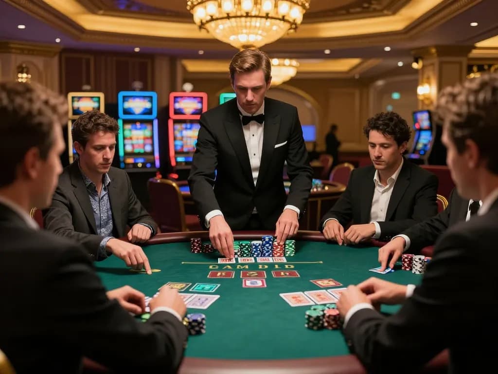 Players engaged in an intense blackjack game at 789 casino, showcasing chips and cards.