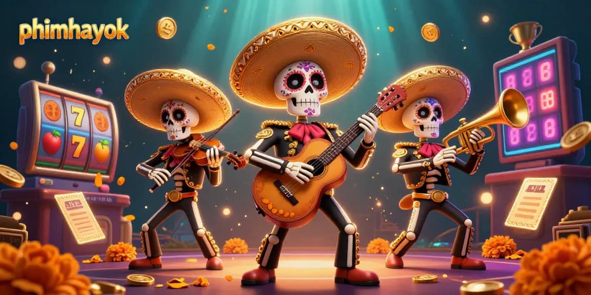 Experience thrilling gaming with phimhayok's colorful 3D Day of the Dead mariachi scene!