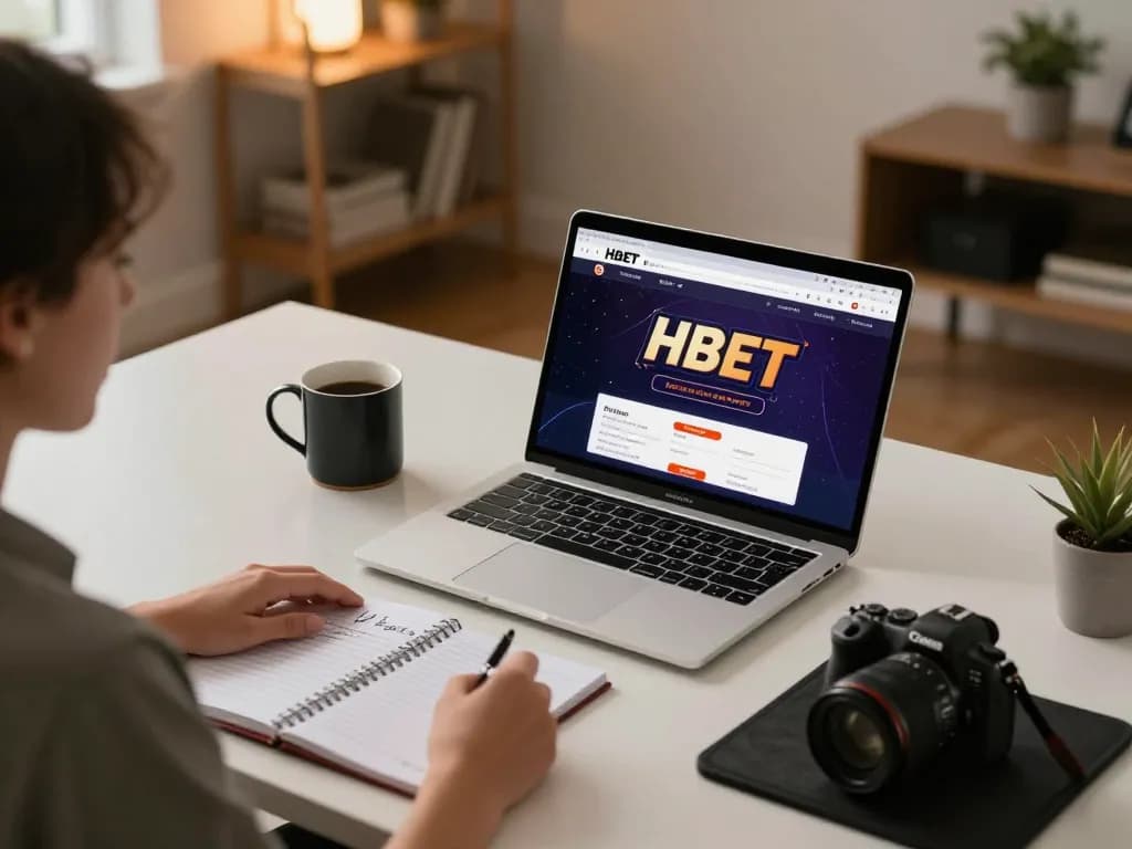 Player engaging in online gaming at HBET, focusing on betting strategies in a cozy home office