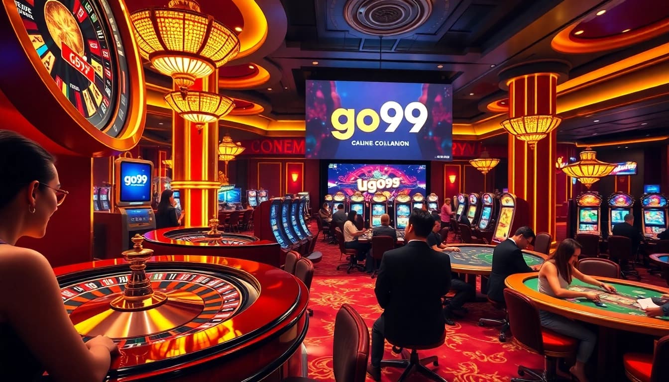 Players engaging in exciting gambling activities at go99 casino with roulette and slot machines