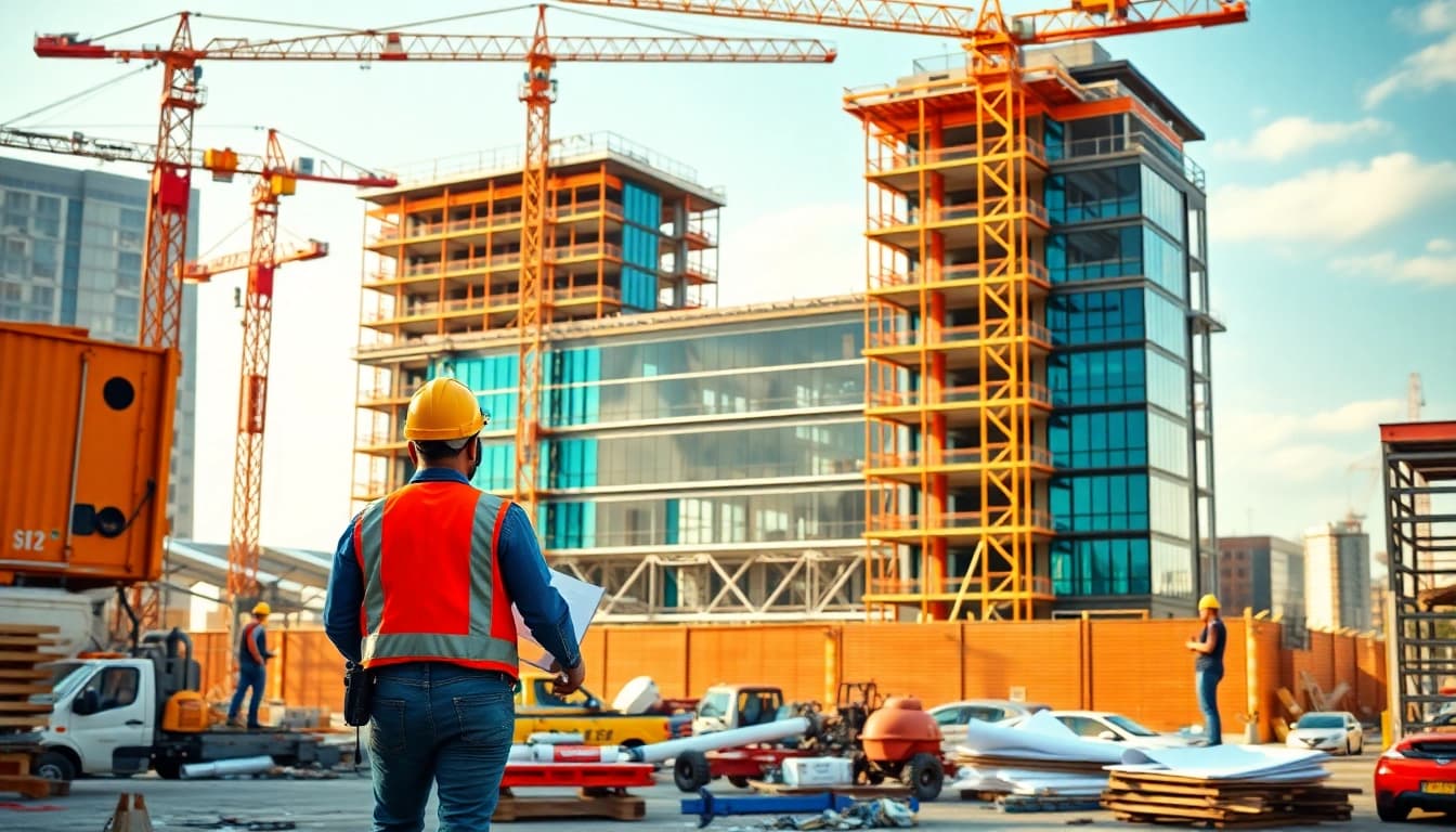 Engaging image of a New Jersey Commercial General Contractor overseeing a construction project.