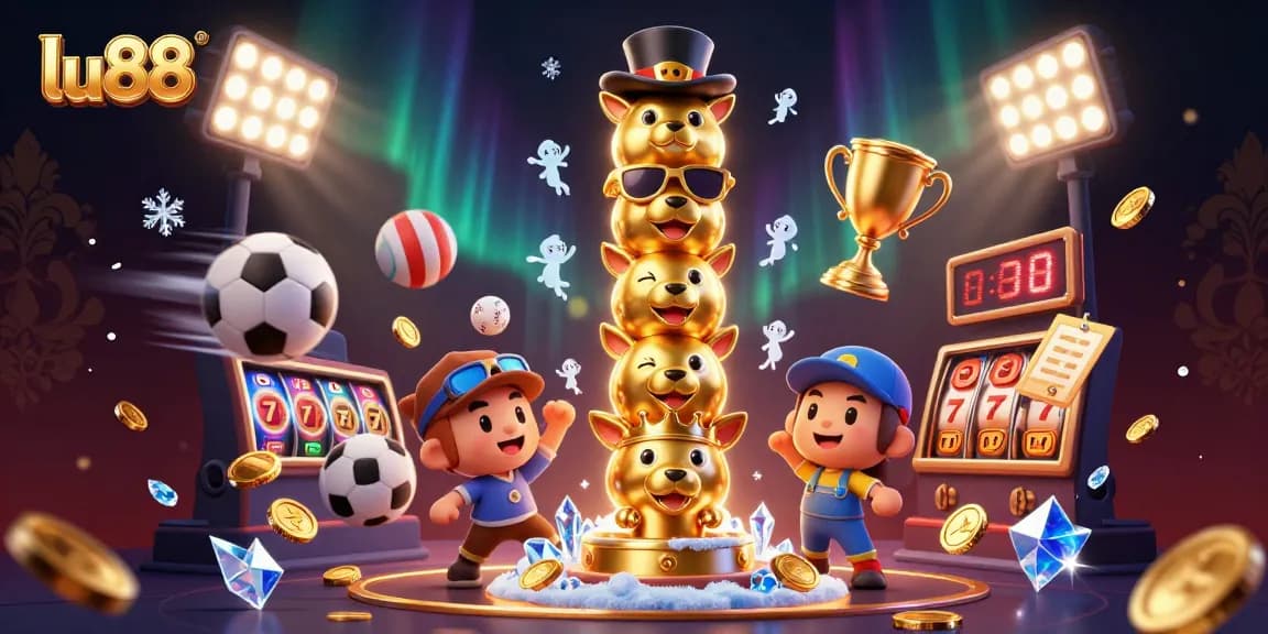 lu88 vibrant online casino scene with dynamic sports elements and exciting gaming visuals