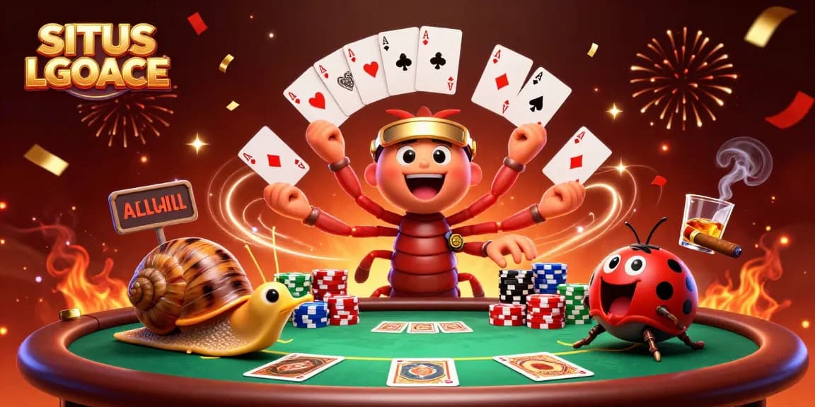 Engage in thrilling gameplay with SITUS LGOACE, vibrant casino characters, and dynamic poker elements.