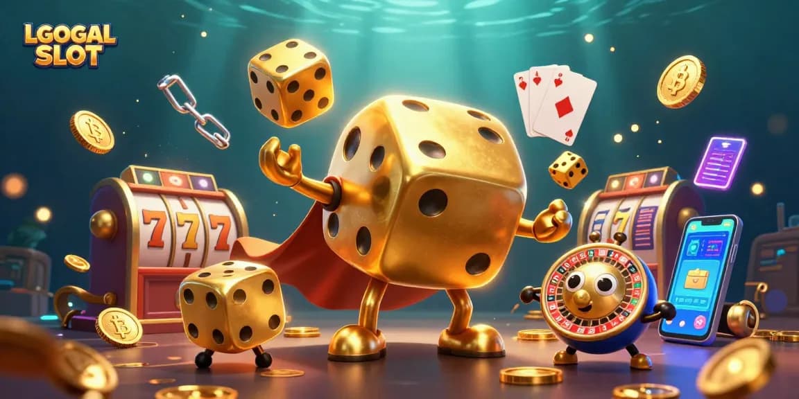 Spin and win big with LGOGOAL SLOT, featuring vibrant 3D characters and casino elements.