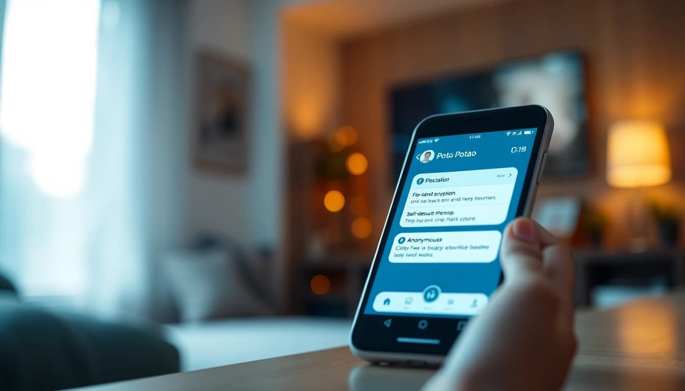 Close-up view of Potato下载 app on a smartphone showcasing secure messaging features.