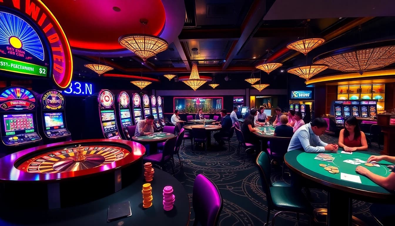 Experience the thrill of gambling at 32WIN with vibrant casino tables and interactive games.