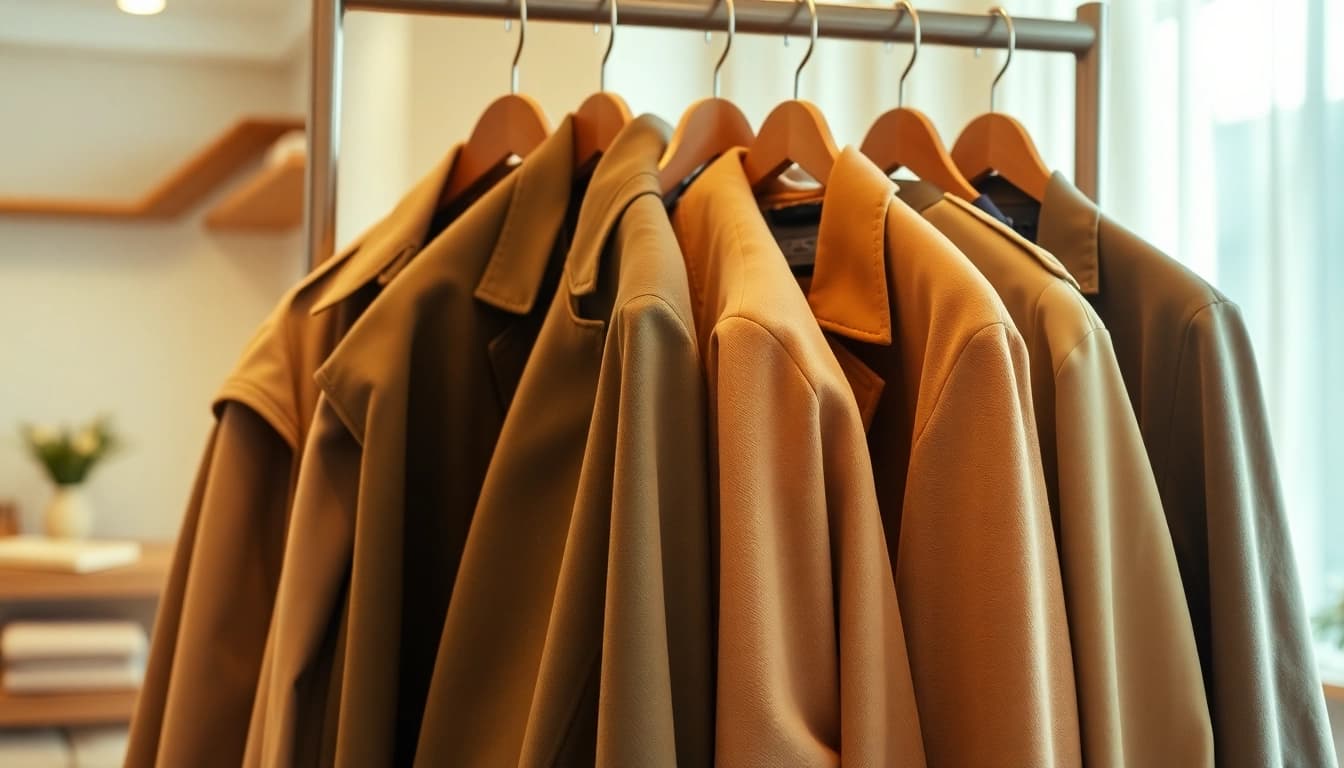 Stylish display of ladies coats and jackets showcasing unique textures and designs.