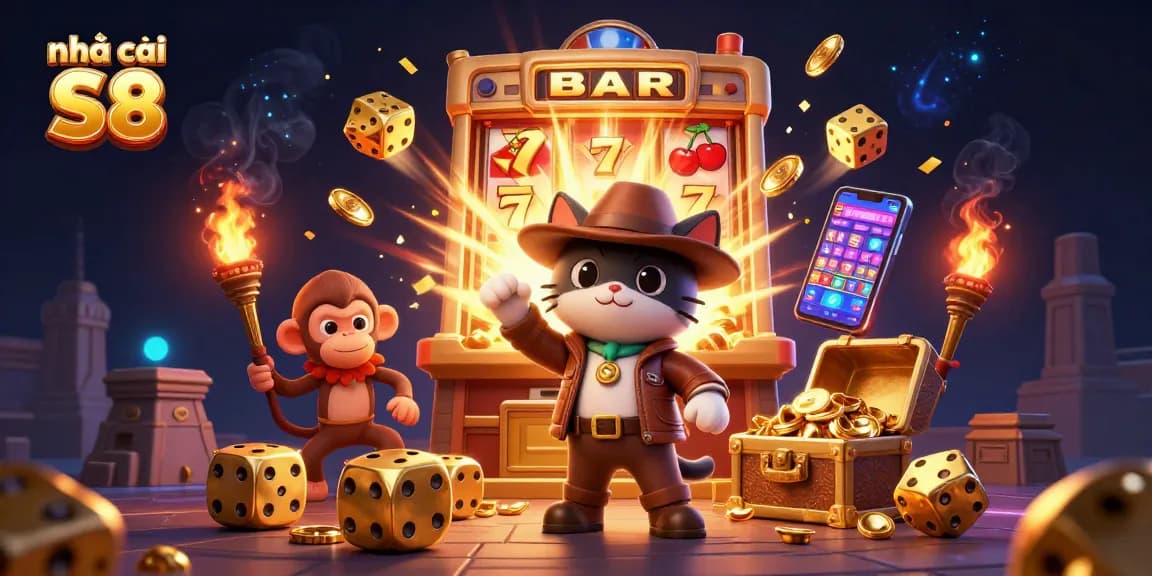 Experience the excitement of nhà cái S8 with thrilling casino adventures illustrated in vibrant detail.