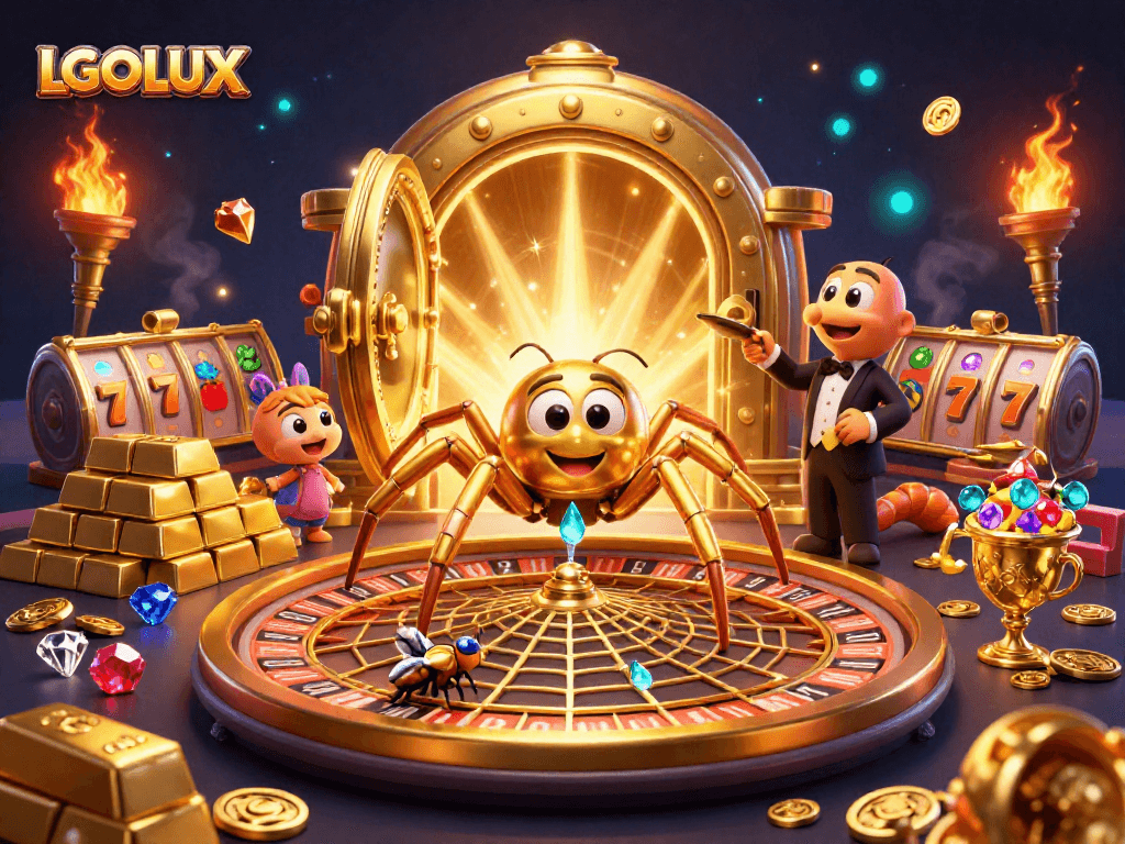 Spin and win with LGOLUX's vibrant online slot experience featuring golden elements and thrilling action.