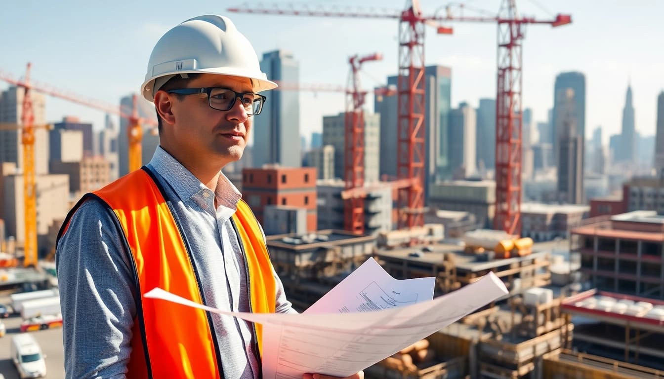 New York City Construction Manager supervising an active construction site in NYC.