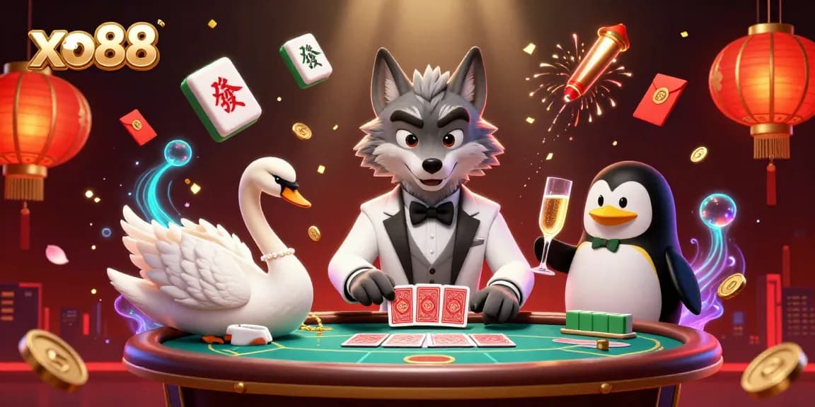 Play baccarat with xo88's vibrant characters, enjoying elegance and excitement at the casino.