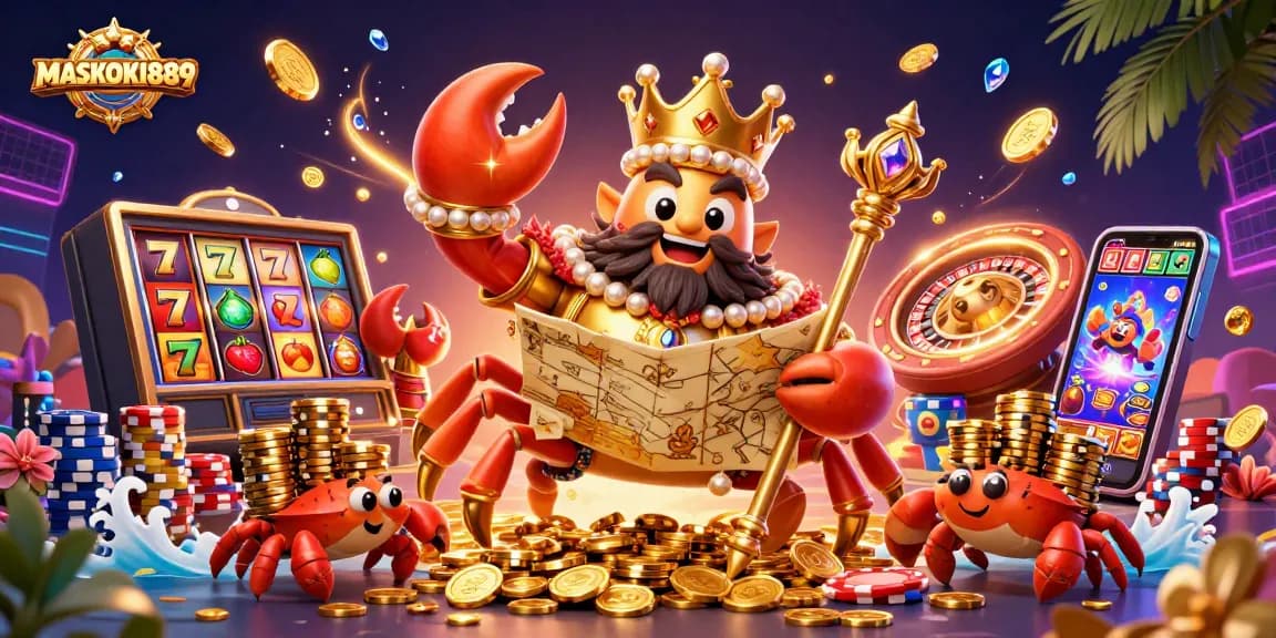 Engage in the vibrant world of MASKOKI889 with treasures, slots, and casino excitement!