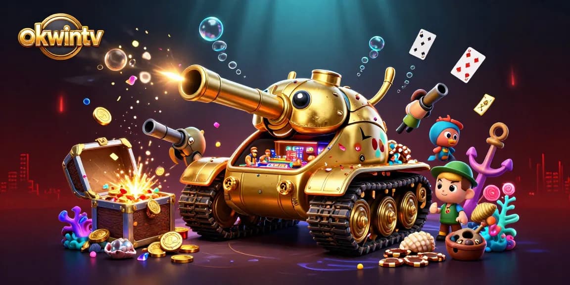 Experience the exciting world of okwintv with a vibrant and engaging casino-themed 3D illustration.