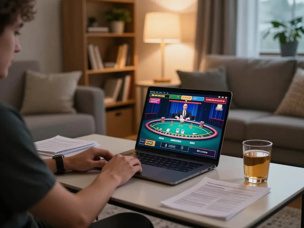 Experience online blackjack strategy at https://lc88pro.com in a cozy living room setup.
