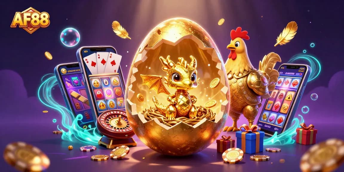 Engage in thrilling gambling experiences with AF88's vibrant, dynamic casino illustrated scene.