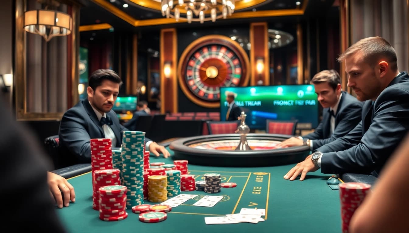 Experience the excitement of a high-stakes poker game at a Transmission Repair Center themed casino.