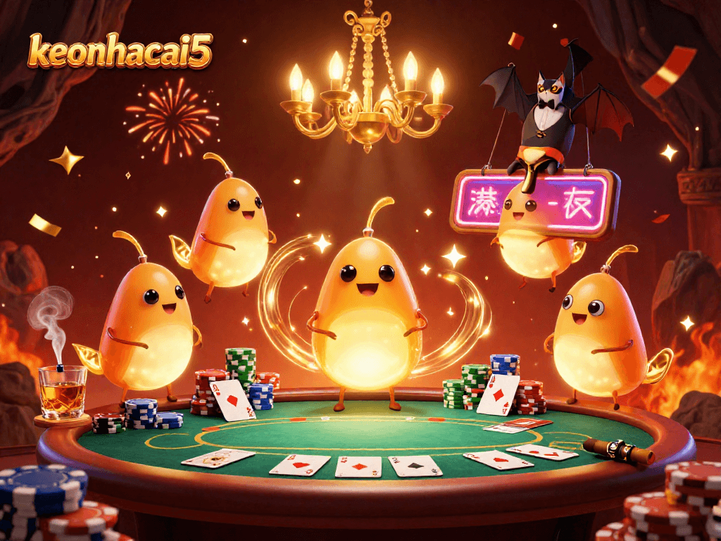 Experience the thrill of keonhacai5 in a vibrant cave casino illuminated by glowworms.