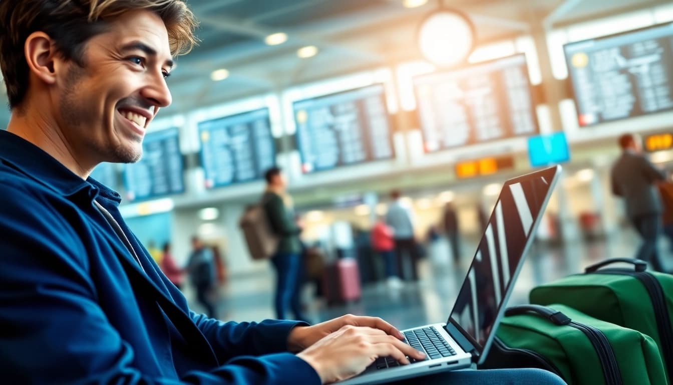 Applying for the eta application uk in an airport setting with focus on efficiency.