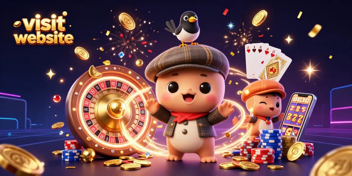 Visit website to play at ATAS Casino, featuring fun 3D cartoon characters and exciting gaming elements.