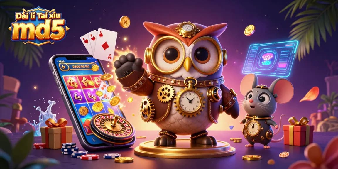 Engage with Đại lý Tài xỉu md5 through a vibrant 3D casino illustration showcasing thrilling gaming excitement.