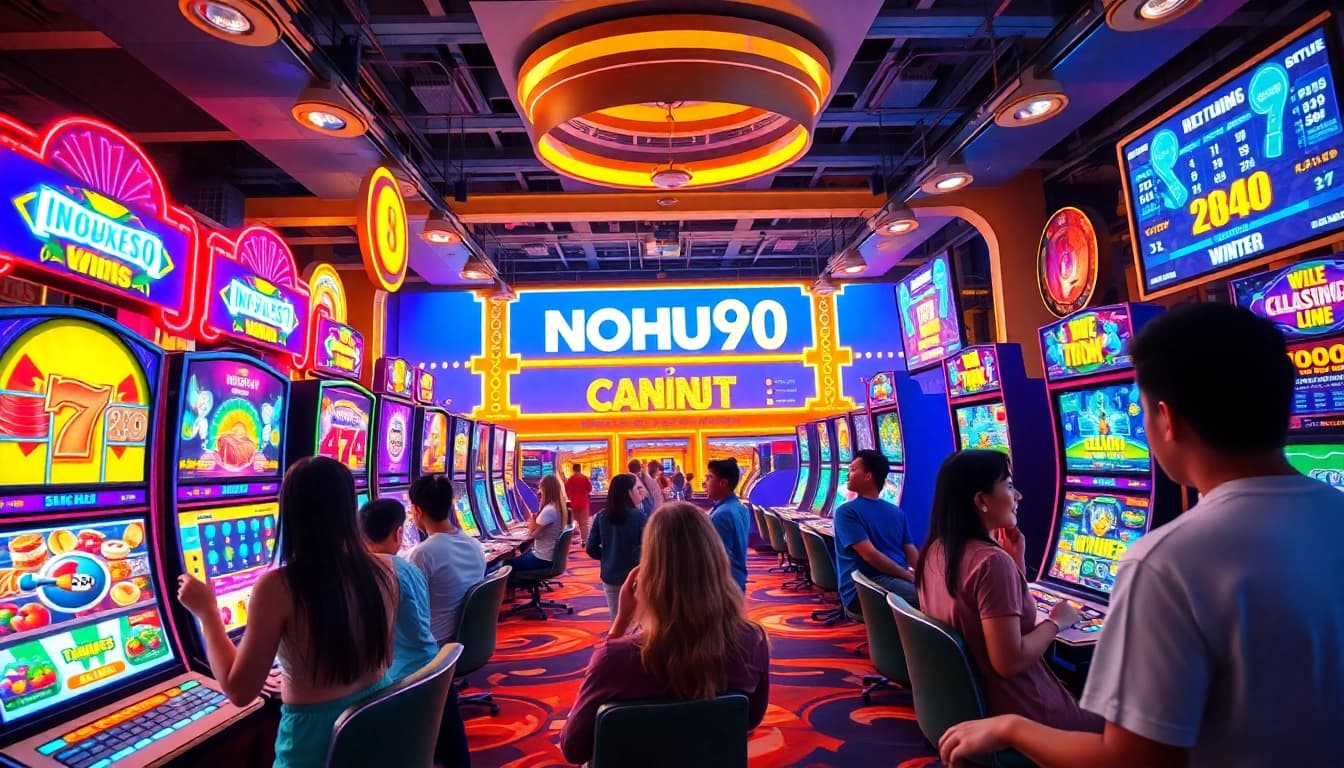 Experience the vibrant gaming world of NOHU90 with diverse players and interactive game elements.