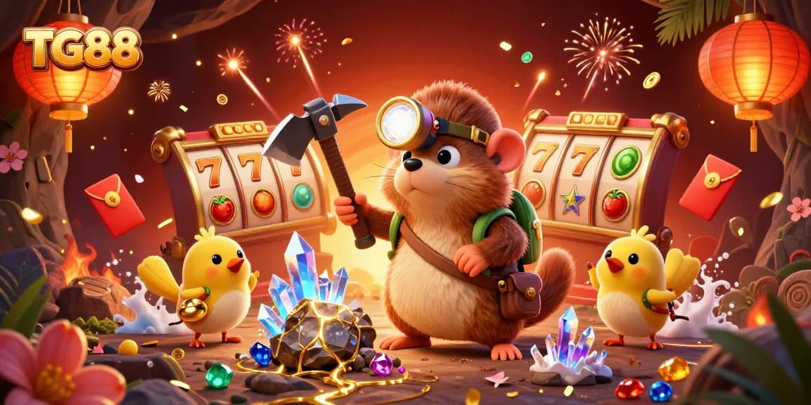 Experience the excitement of TG88 casino games with vibrant slots and captivating characters.