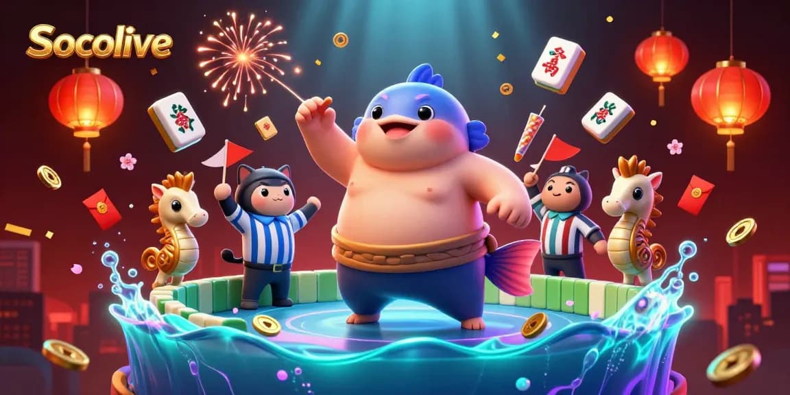 Socolive interactive gaming scene featuring vibrant underwater characters and festive elements.