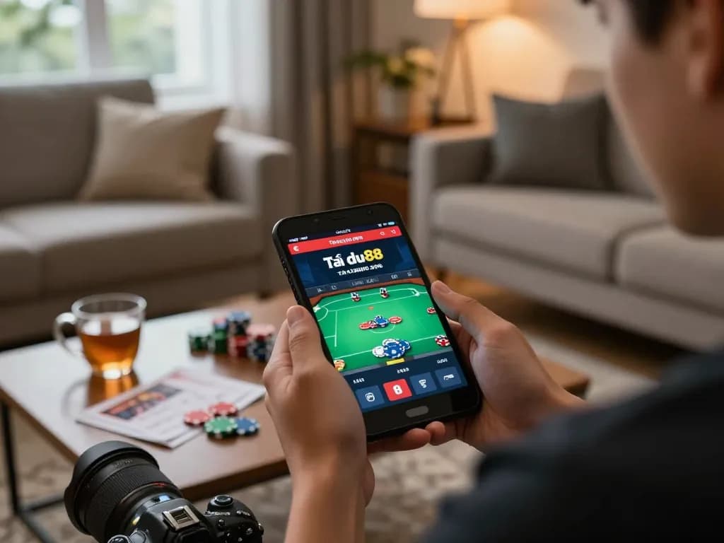 Experience the excitement of online gambling with link tải du88 casino app on mobile device in a cozy setting.