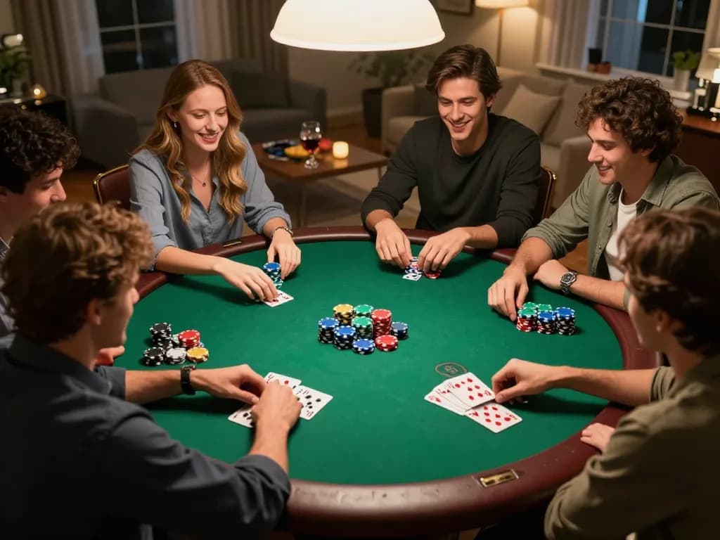Players engaging in a thrilling poker game at home with LC88 strategy.