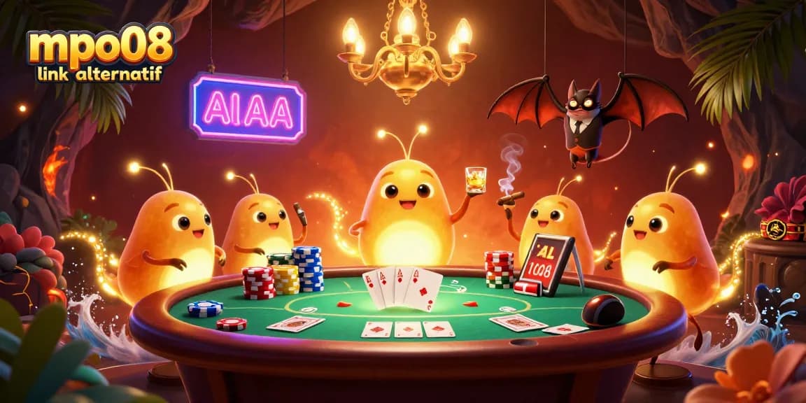 Play and win with mpo08 link alternatif in an engaging poker scene illuminated by glowworms!