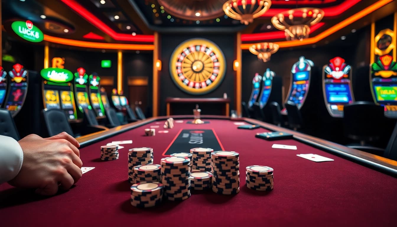 Experience LUCK8's lively casino atmosphere with high-stakes poker, luxury gaming, and excitement.