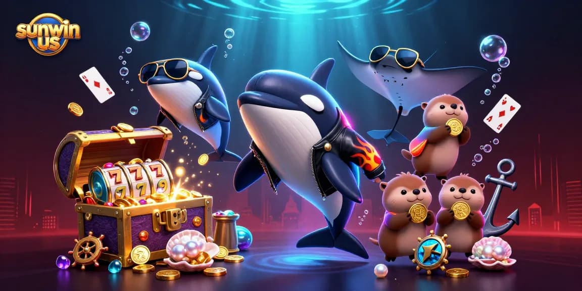 Experience sunwin us with a vibrant 3D casino scene featuring animated characters and dynamic gaming elements.