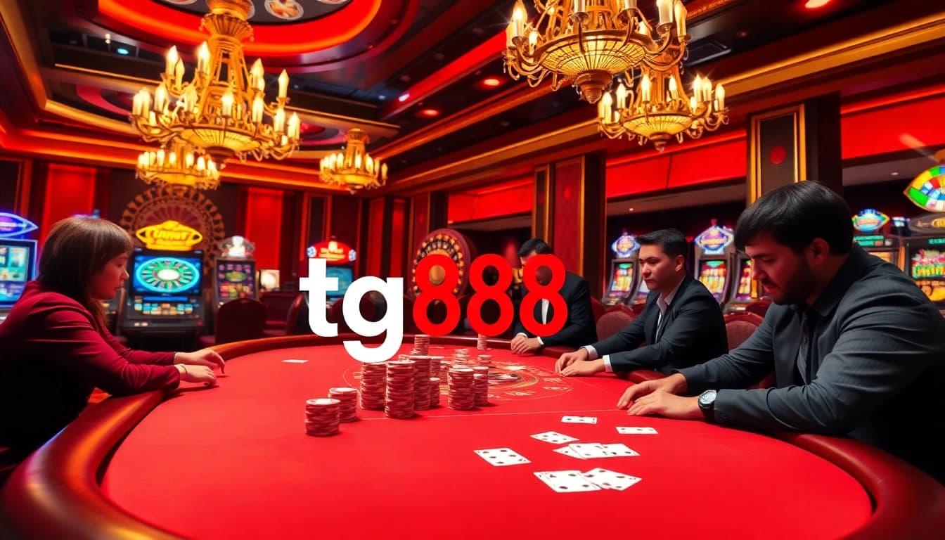 Experience the excitement of tg88 at a vibrant casino table with high-stakes poker action.