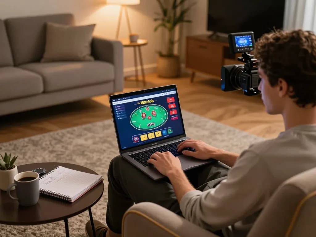 Engaging gameplay on the 789club platform demonstrated in a modern home setup with comfortable ambiance