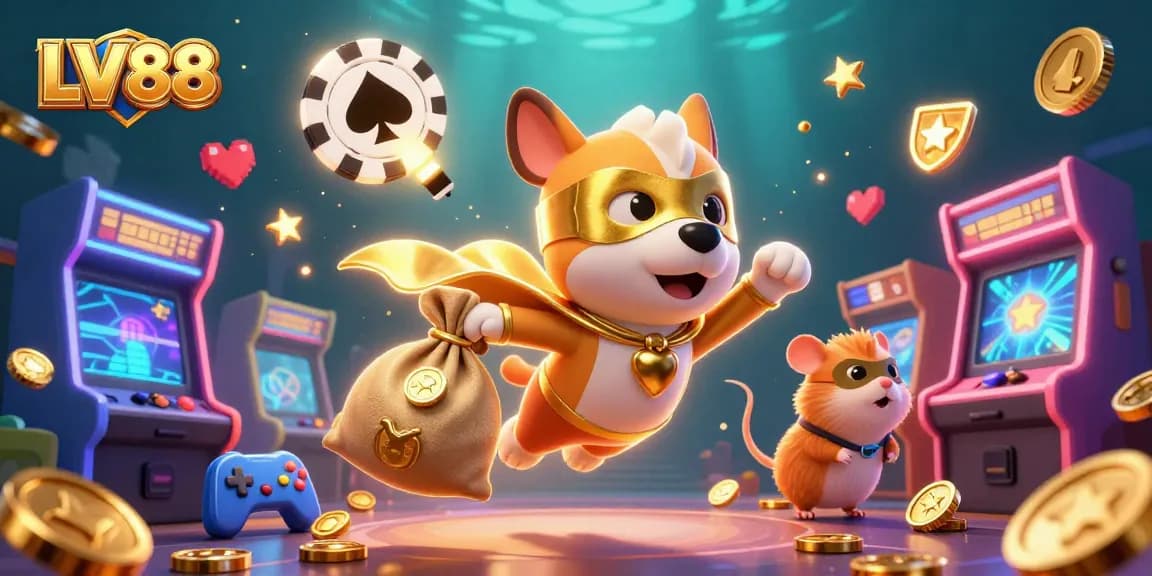 Engage with LV88 by winning gold with a superhero dog in a vibrant casino adventure.