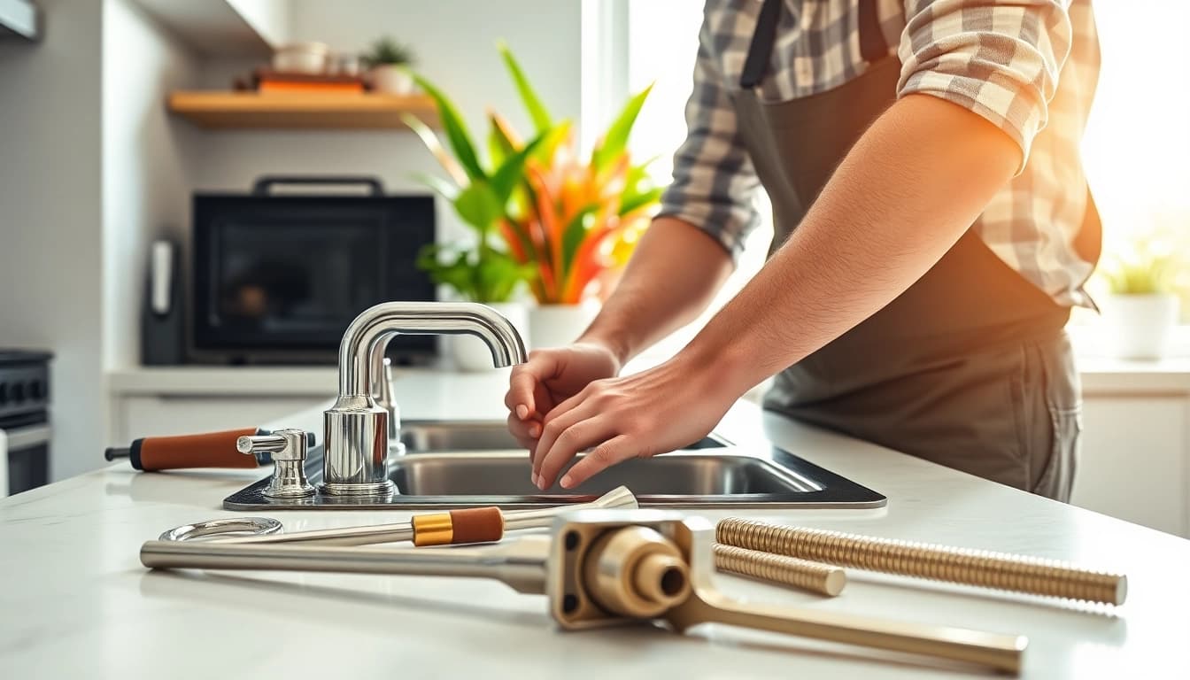 Find expert Plumber near me fixing a kitchen sink with precision and care.