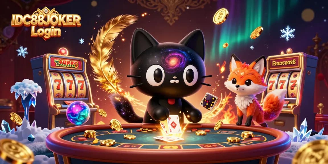 Experience the excitement of IDC88JOKER Login with dynamic 3D casino elements and playful characters.