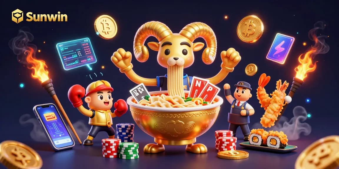 Experience vibrant gameplay at Sunwin with lively 3D characters in a colorful casino scene.