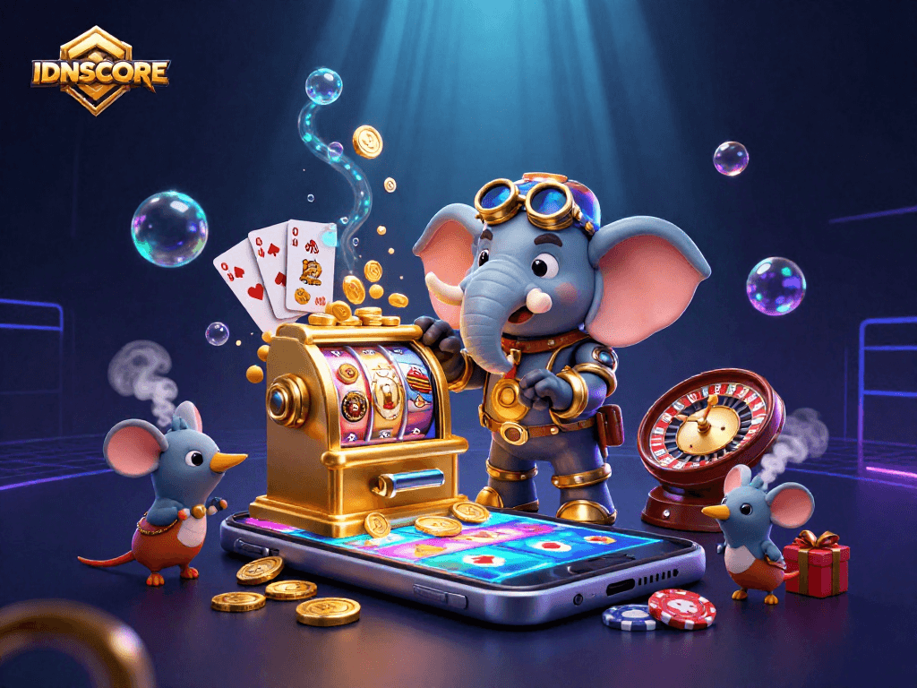 Experience thrilling gaming with IDNSCORE's vibrant steampunk-themed slot adventure, filled with action and rewards.